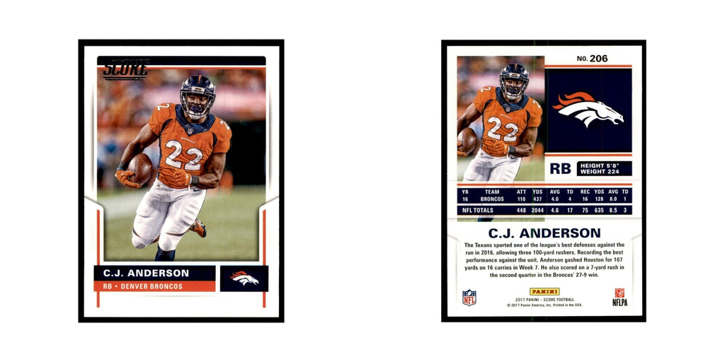 C.J. Anderson 2017 Score #206 Denver Broncos Football Card NM