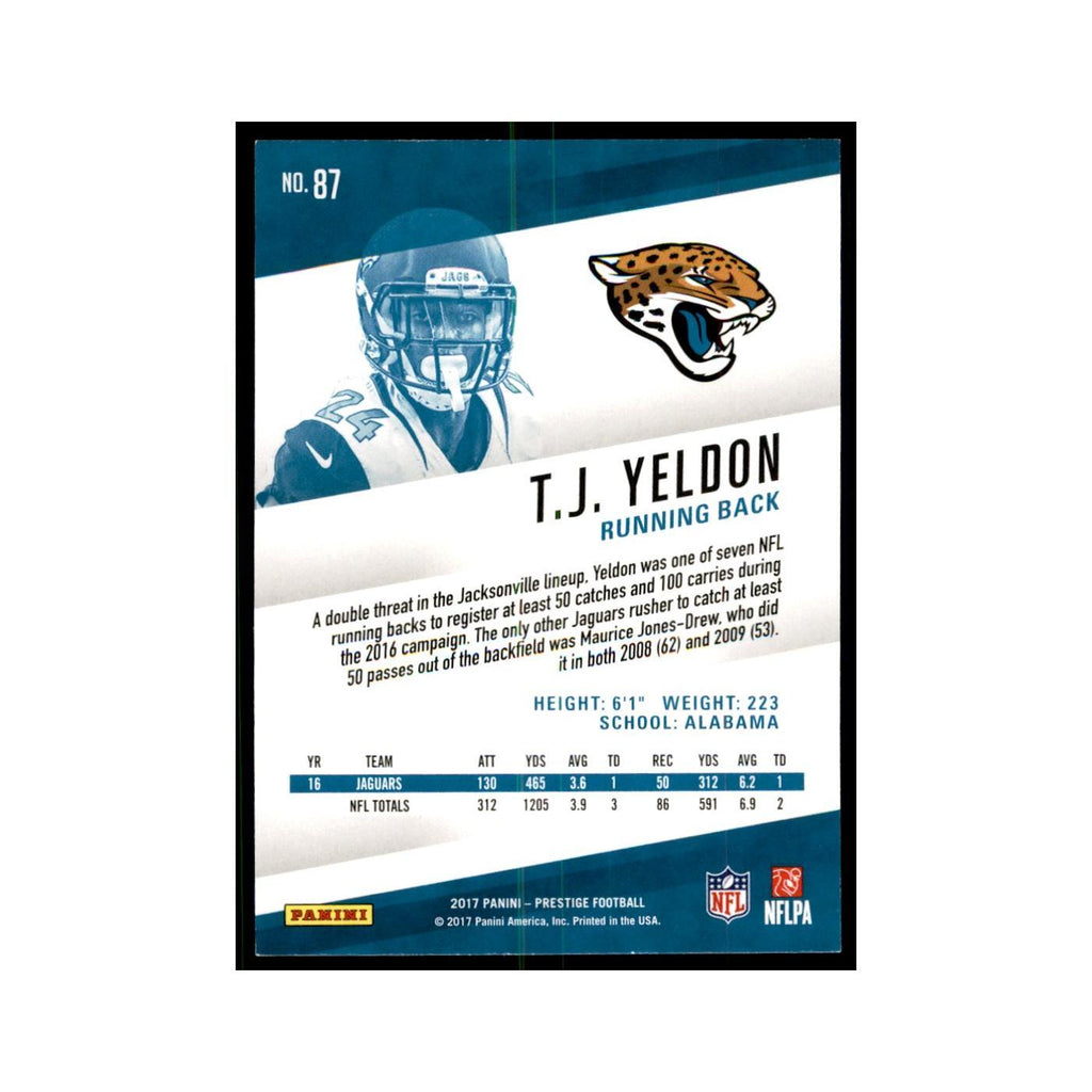 T.J. Yeldon 2017 Panini Prestige #87 Jacksonville Jaguars Football Card NM