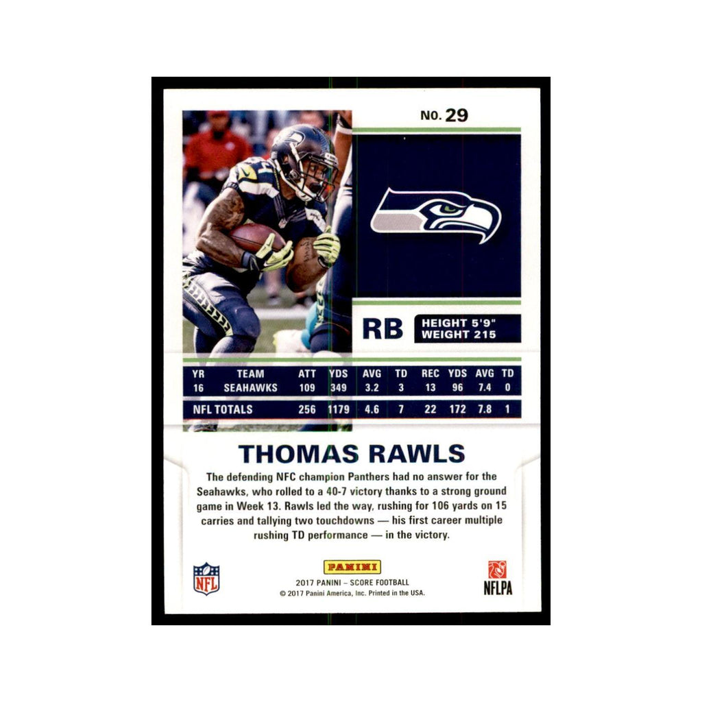 Thomas Rawls 2017 Score #29 Seattle Seahawks Football Card NM