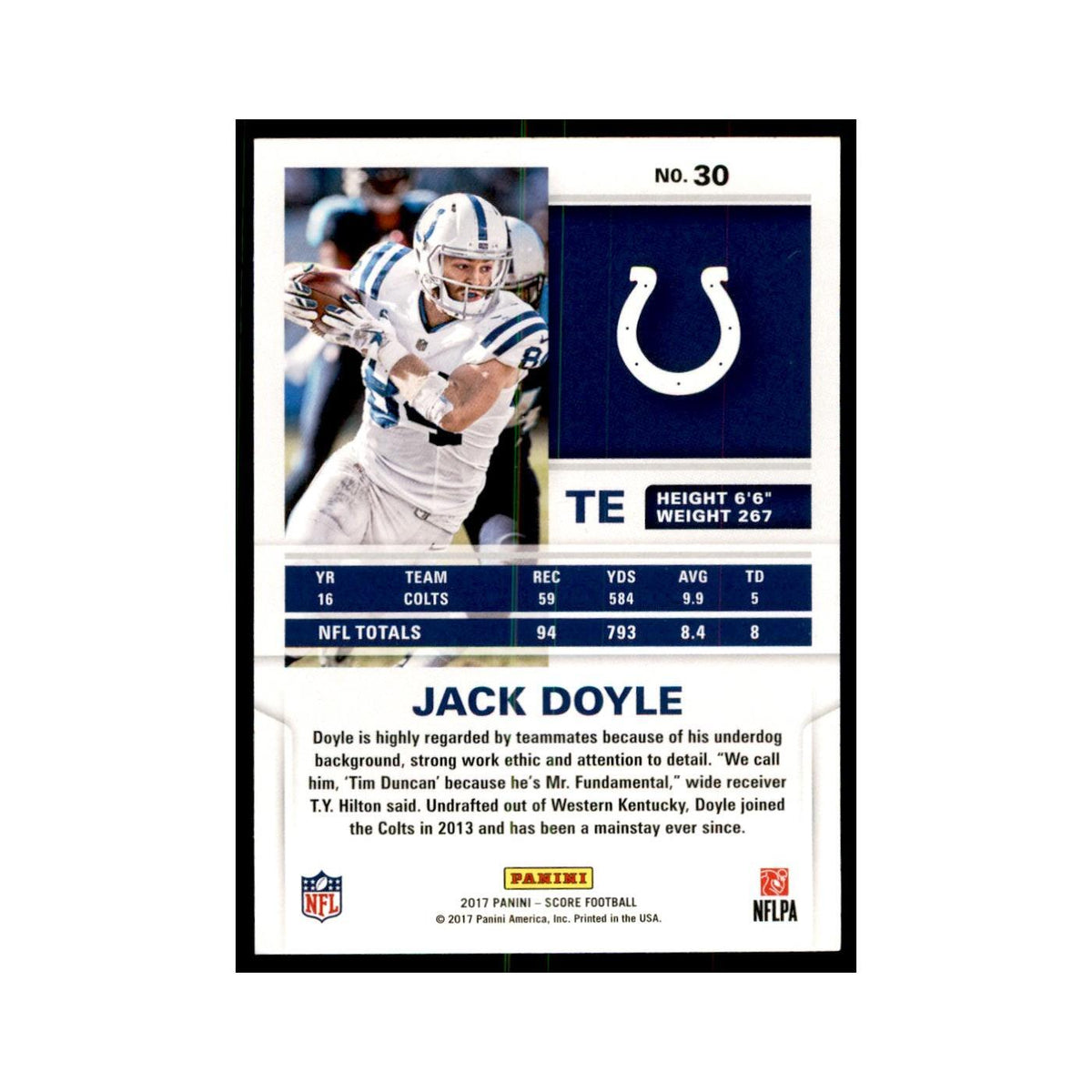 Jack Doyle 2017 Score #30 Indianapolis Colts Football Card NM