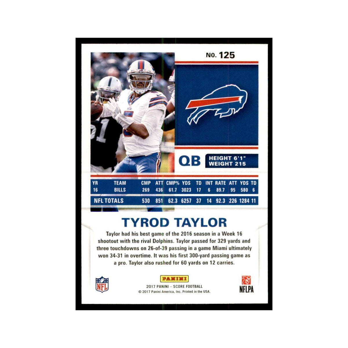 Tyrod Taylor 2017 Score #125 Buffalo Bills Football Card NM