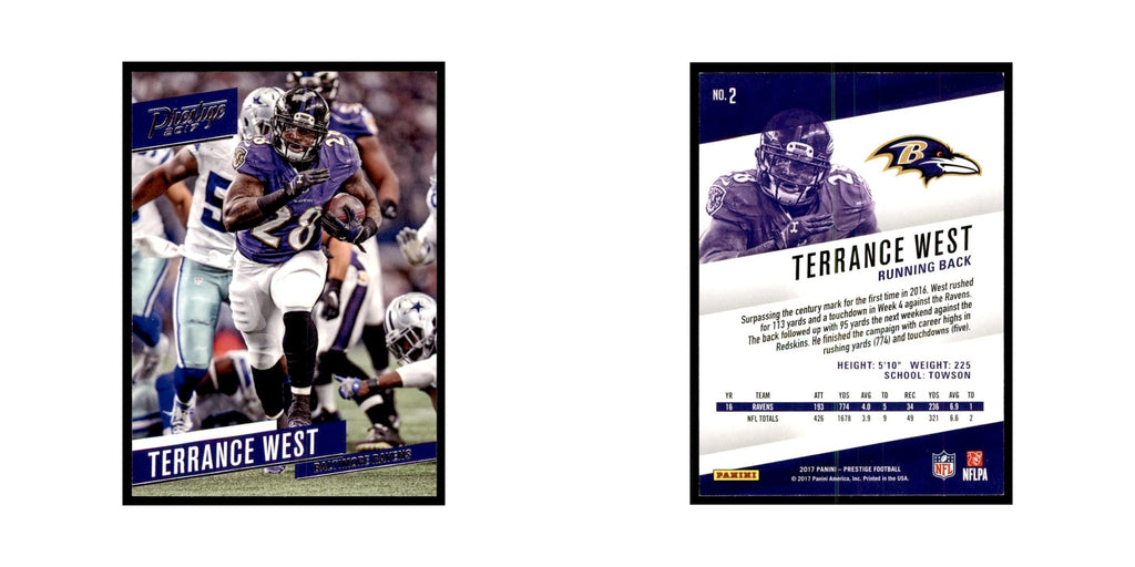 Terrance West 2017 Panini Prestige #2 Baltimore Ravens Football Card NM