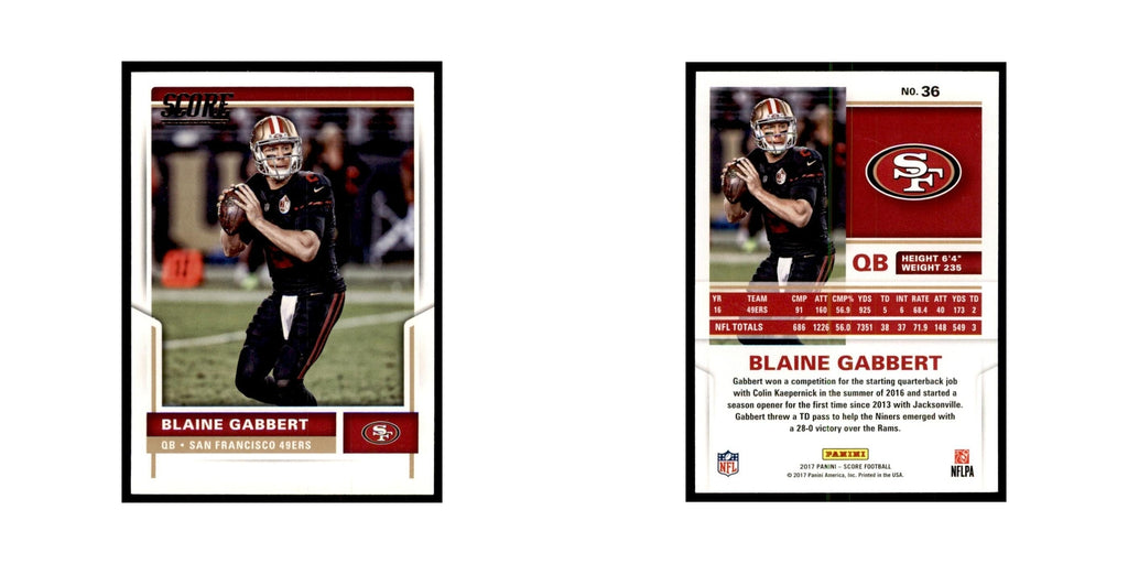 Blaine Gabbert 2017 Score #36 San Francisco 49ers Football Card NM