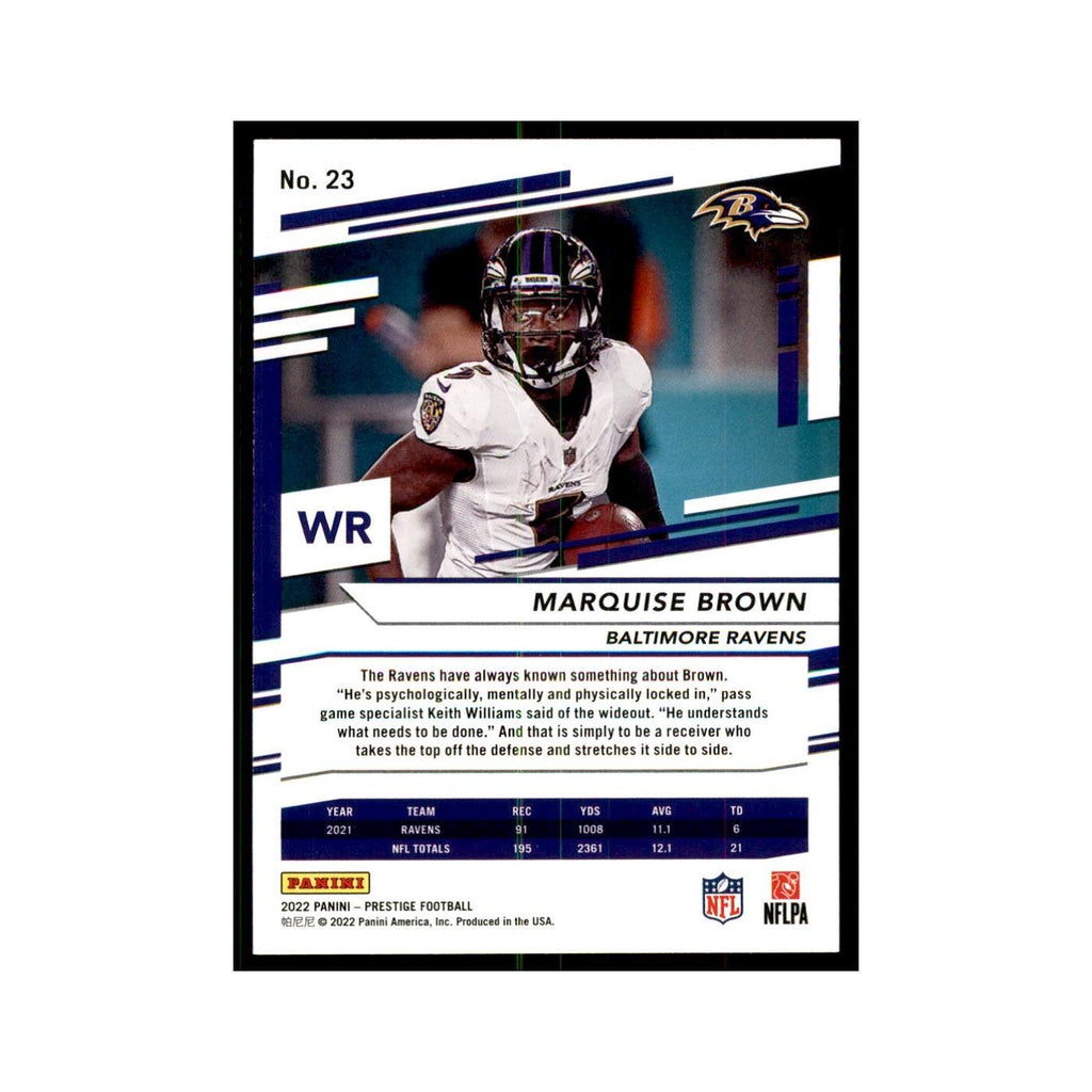 Marquise Brown 2022 Panini Prestige #23 Baltimore Ravens Football Card NM