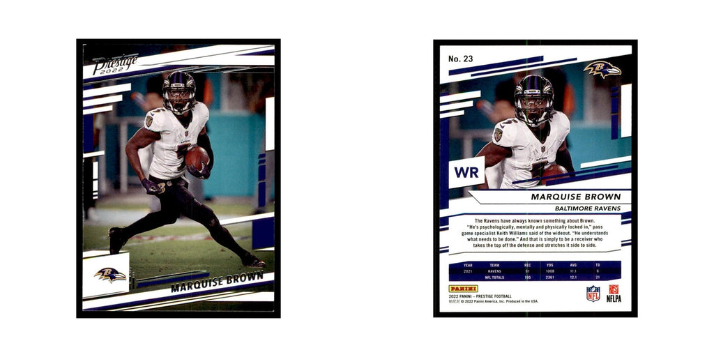 Marquise Brown 2022 Panini Prestige #23 Baltimore Ravens Football Card NM