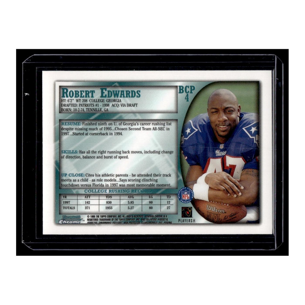 Robert Edwards 1998 Bowman Chrome #BCP4 New England Patriots Football Card NM