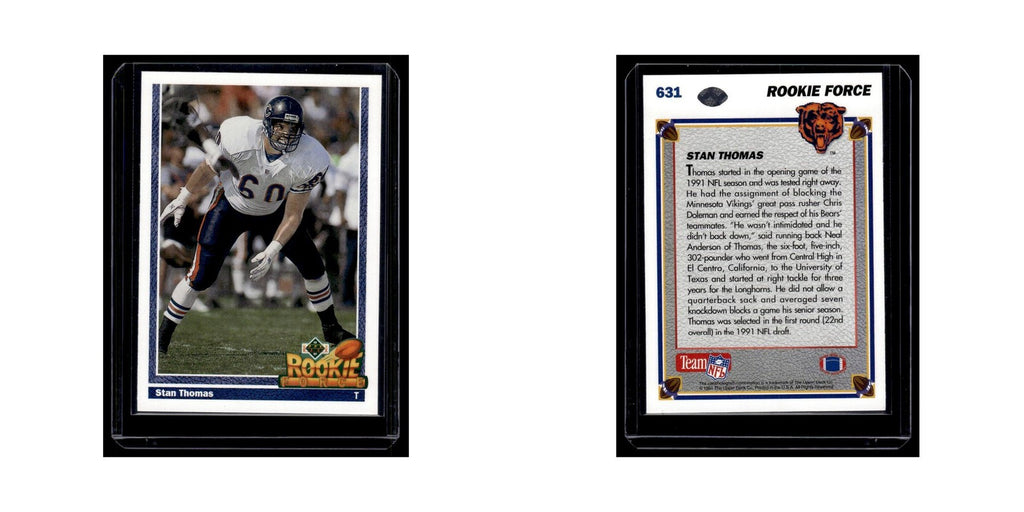 Stan Thomas Rookie 1991 Upper Deck #631 Chicago Bears Football Card NM