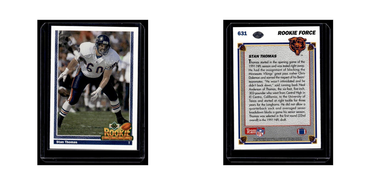 Stan Thomas Rookie 1991 Upper Deck #631 Chicago Bears Football Card NM