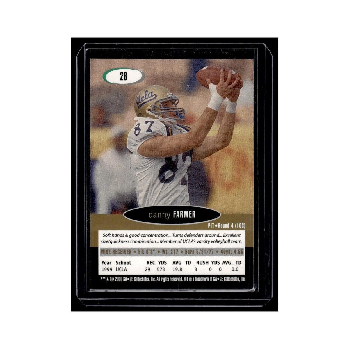 Danny Farmer 2000 SAGE HIT #28 UCLA Bruins Football Card NM