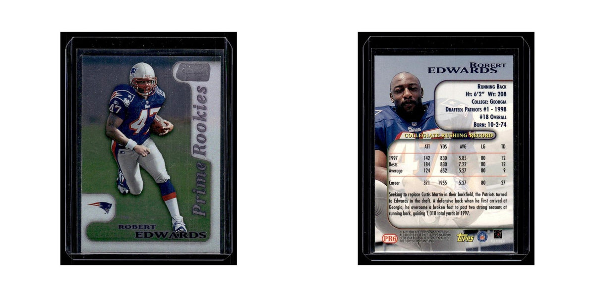 Robert Edwards Rookie 1998 Topps Stadium Club #PR6 New England Patriots NM