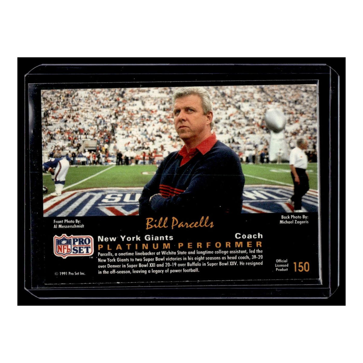 Bill Parcells 1991 Pro Set Platinum #150 New York Giants Football Card NM