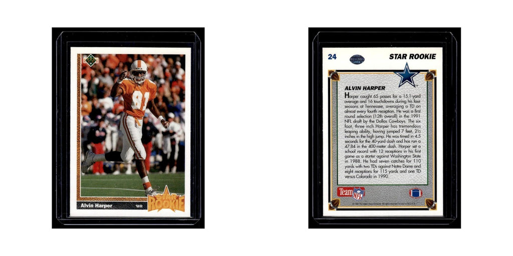 Alvin Harper Rookie 1991 Upper Deck #24 Dallas Cowboys Football Card NM