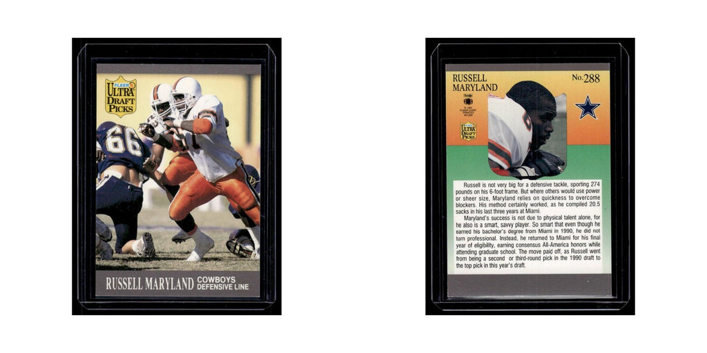 Russell Maryland Rookie 1991 Fleer Ultra Draft Picks #288 Dallas Cowboys NM