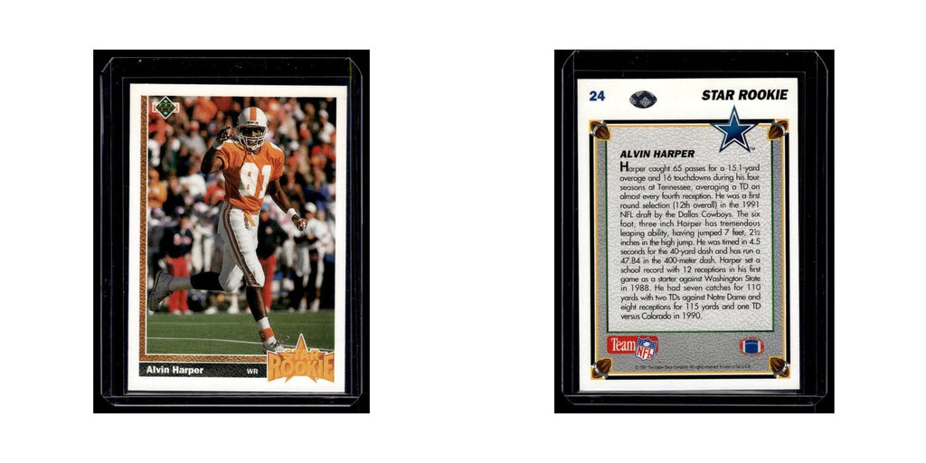 Alvin Harper Rookie 1991 Upper Deck #24 Dallas Cowboys Football Card NM