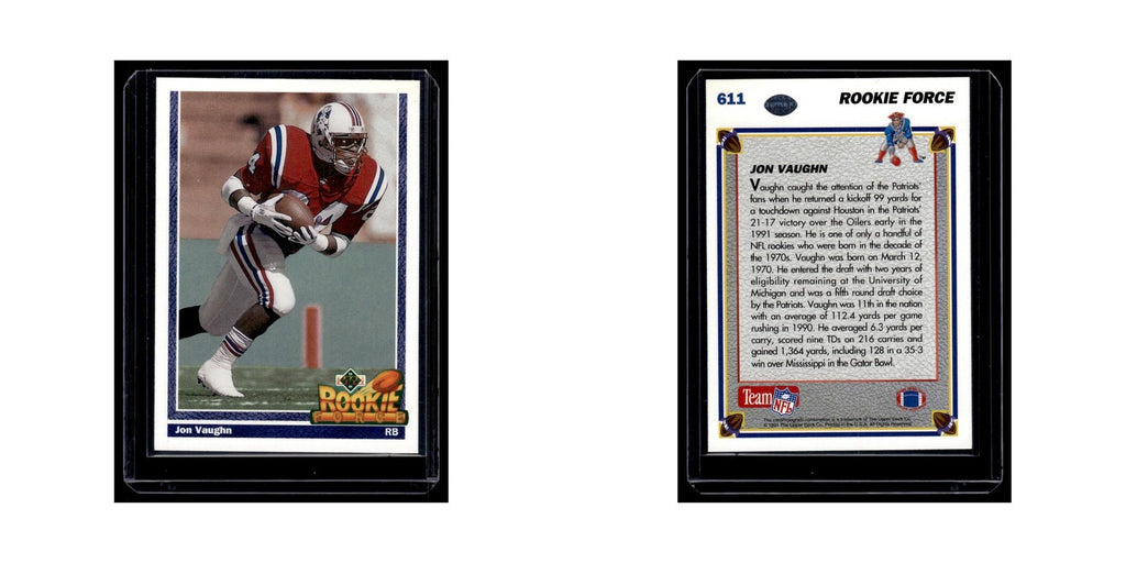 Jon Vaughn Rookie 1991 Upper Deck #611 New England Patriots Football Card NM