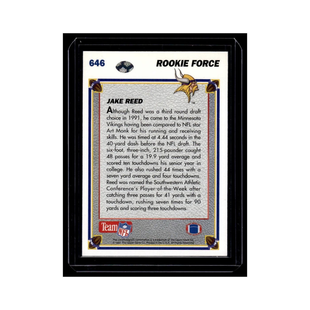Jake Reed Rookie 1991 Upper Deck #646 Minnesota Vikings Football Card NM