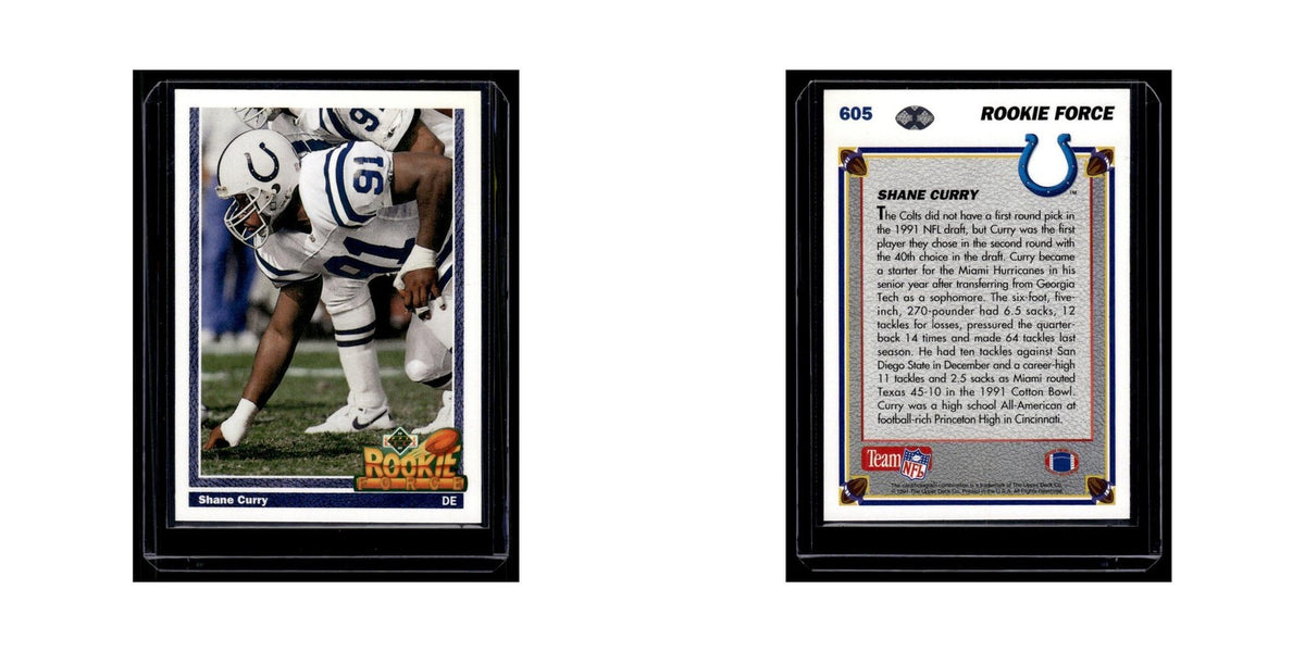 Shane Curry Rookie 1991 Upper Deck #605 Indianapolis Colts Football Card NM