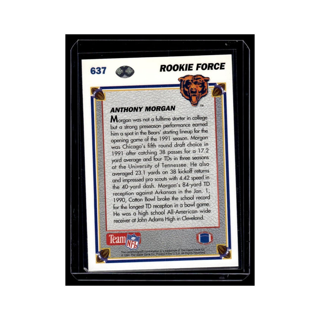Anthony Morgan Rookie 1991 Upper Deck #637 Chicago Bears Football Card NM