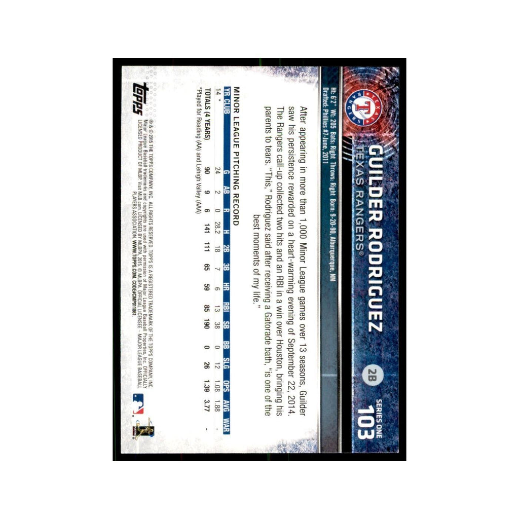Guilder Rodriguez Rookie 2015 Topps #103 Baseball Cards Baseball Card NM