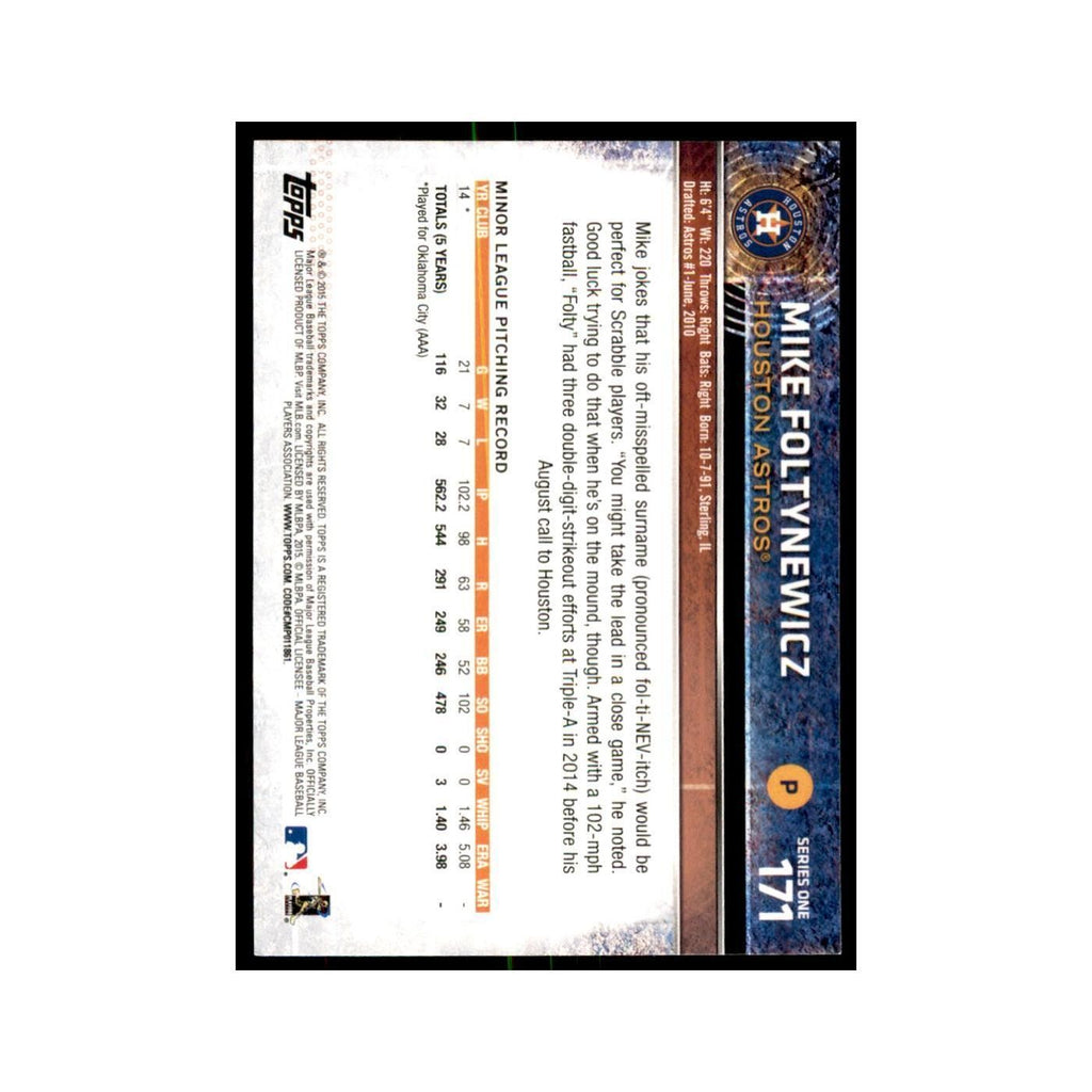 Mike Foltynewicz Rookie 2015 Topps #171 Baseball Cards Baseball Card NM