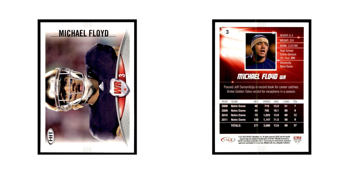 Michael Floyd 2012 SAGE Hit #3 Arizona Cardinals Football Card NM