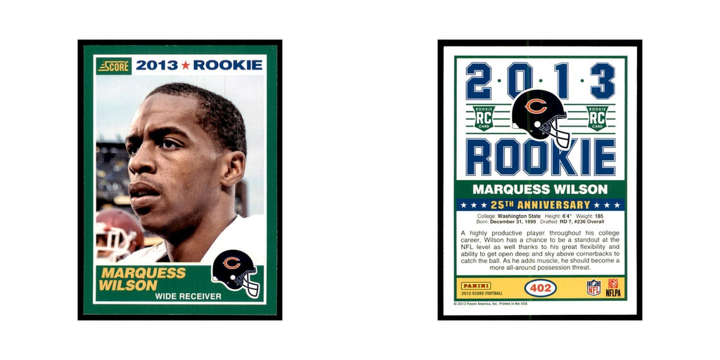 Marquess Wilson Rookie 2013 Score Red #402 Chicago Bears Football Card NM