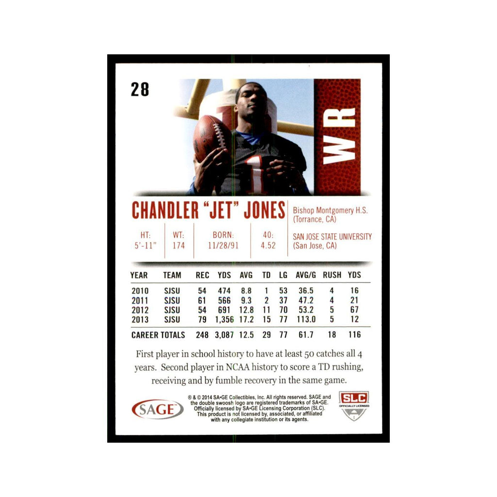 Jet Jones 2014 SAGE HIT #28 San Jose State Spartans Football Card NM