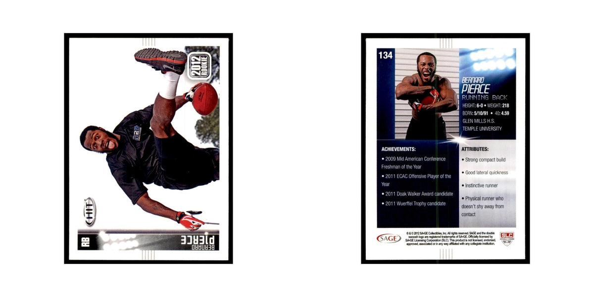 Bernard Pierce Rookie 2012 SAGE HIT #134 Temple Owls Football Card NM