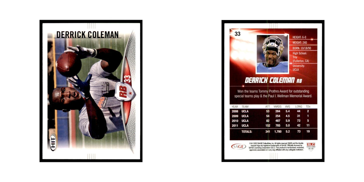 Derrick Coleman 2012 SAGE HIT #33 UCLA Bruins Football Card NM