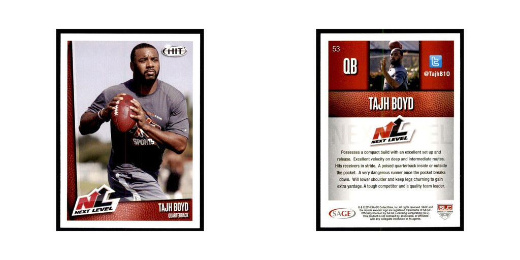 Tajh Boyd 2014 SAGE HIT #53 Clemson Tigers Football Card NM