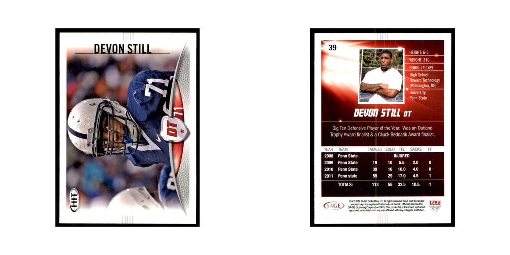 Devon Still 2012 SAGE HIT #39 Penn State Nittany Lions Football Card NM