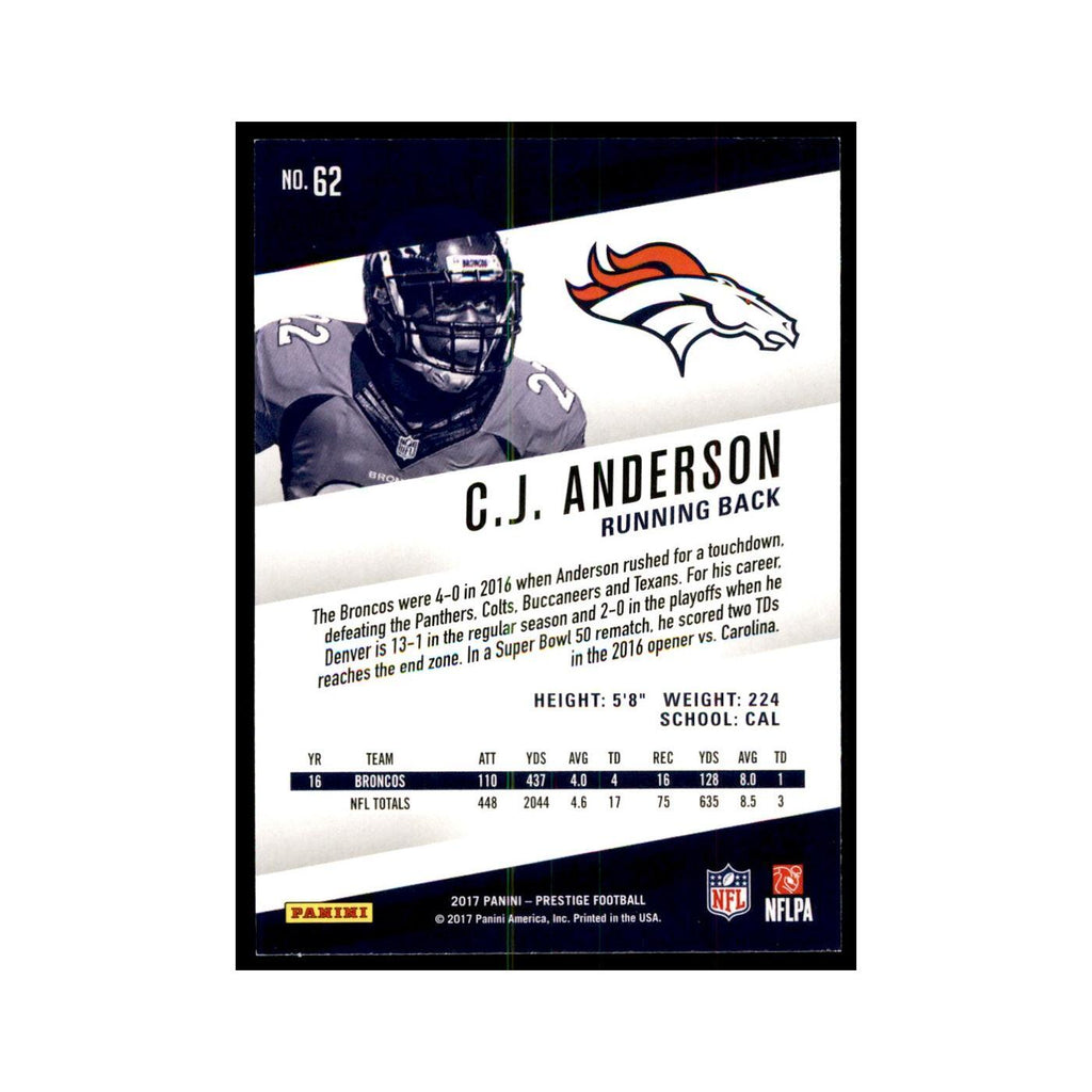 C.J. Anderson 2017 Panini Prestige #62 Denver Broncos Football Card NM