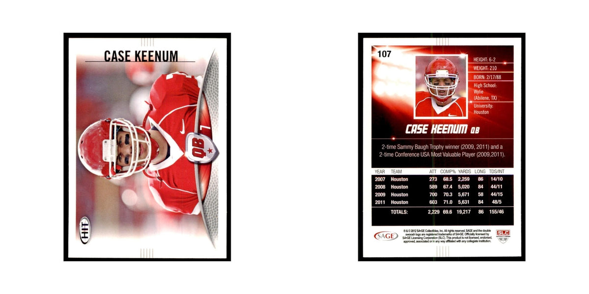 Case Keenum 2012 SAGE HIT #107 Houston Cougars Football Card NM