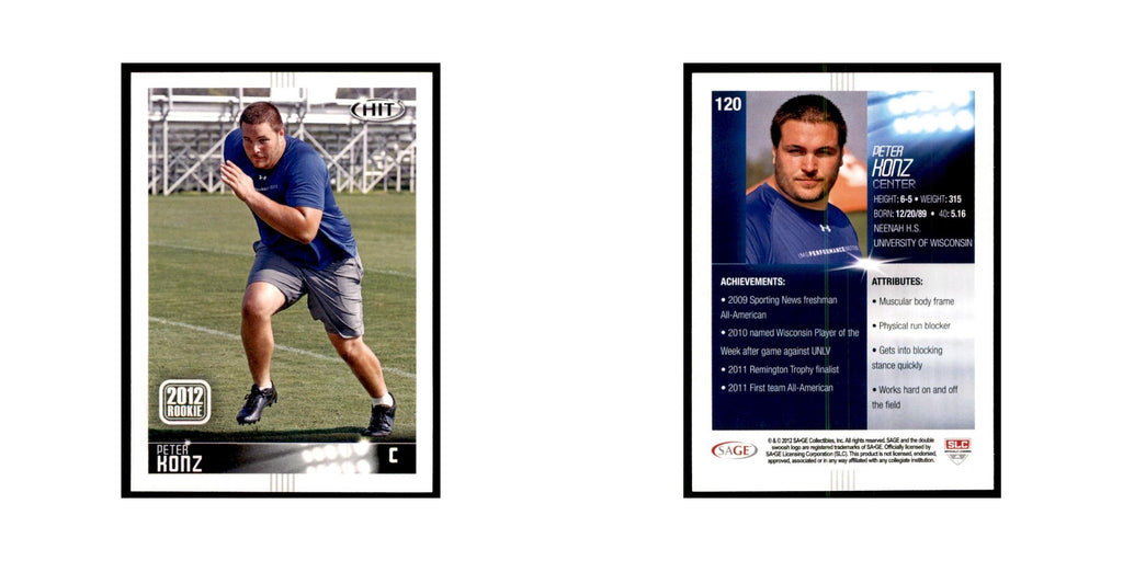 Peter Konz Rookie 2012 SAGE HIT #120 Wisconsin Badgers Football Card NM