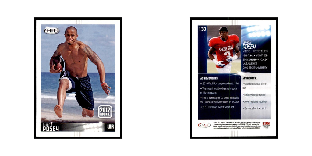 DeVier Posey Rookie 2012 SAGE HIT #133 Ohio State Buckeyes Football Card NM