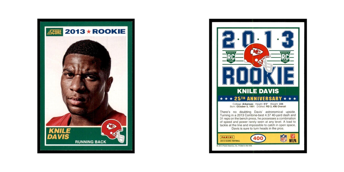 Knile Davis Rookie 2013 Score #400 Kansas City Chiefs Football Card NM