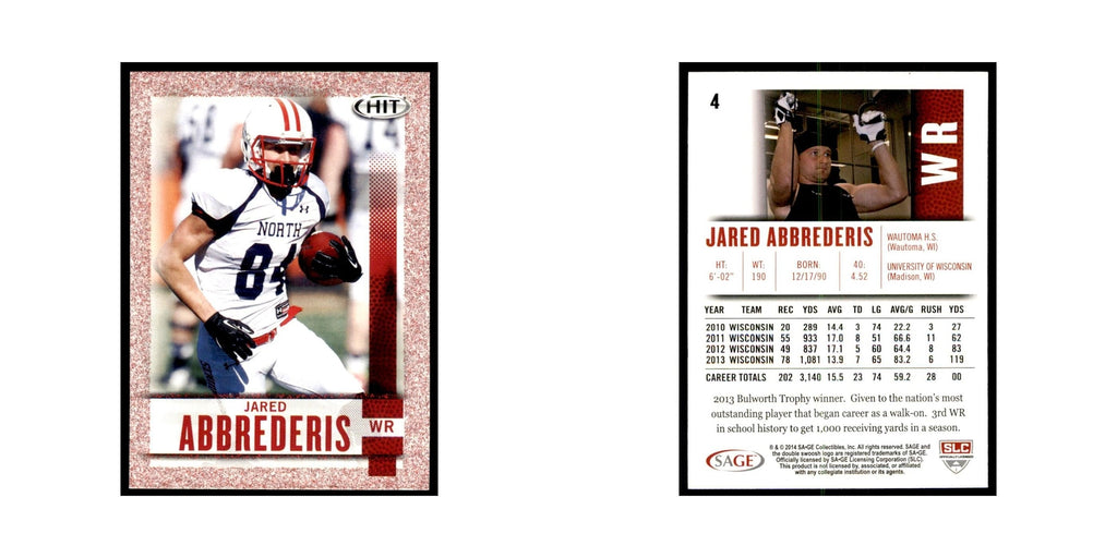 Jared Abbrederis 2014 SAGE HIT #4 Wisconsin Badgers Football Card NM