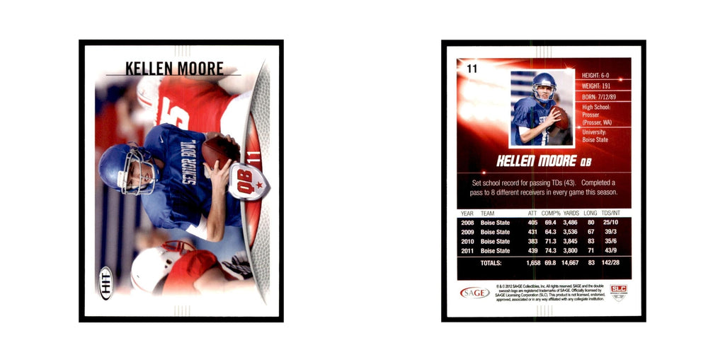 Kellen Moore 2012 SAGE HIT #11 Boise State Broncos Football Card NM