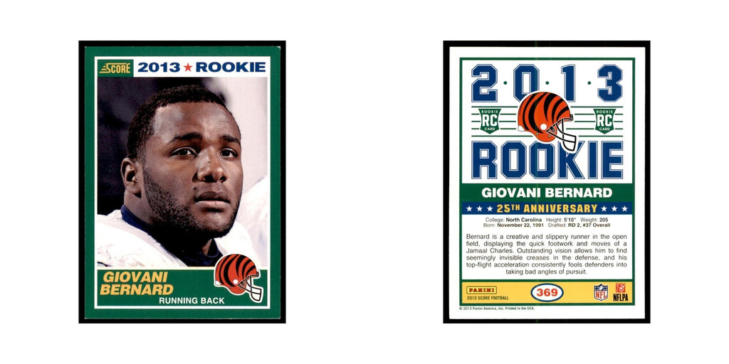 Giovani Bernard Rookie 2013 Score #369 Cincinnati Bengals Football Card NM