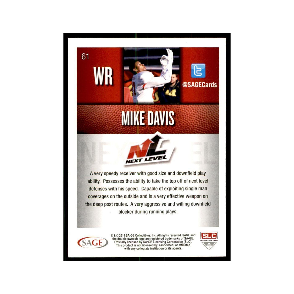 Mike Davis 2014 SAGE HIT #61 Texas Longhorns Football Card NM