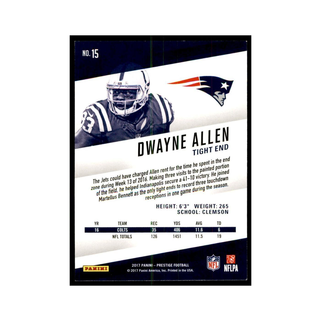 Dwayne Allen 2017 Panini Prestige #15 New England Patriots Football Card NM