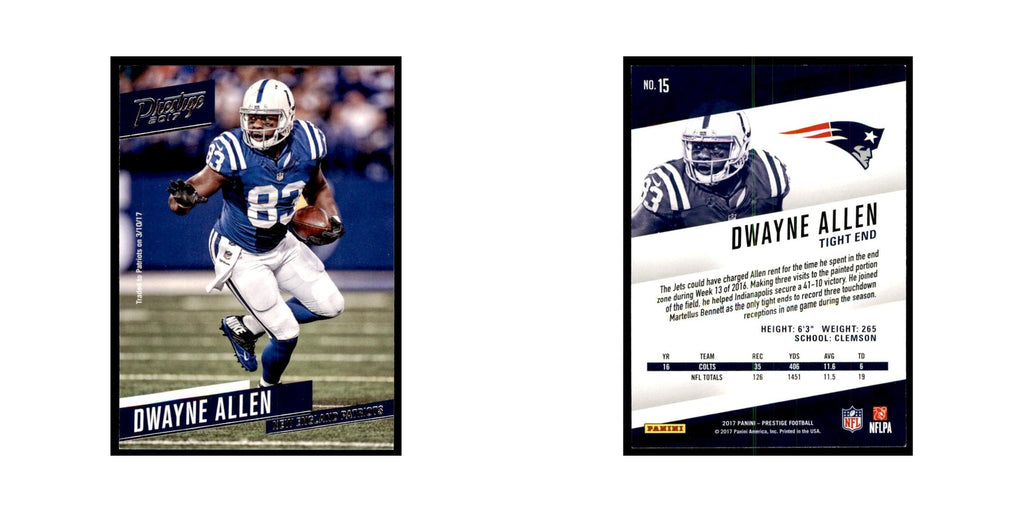 Dwayne Allen 2017 Panini Prestige #15 New England Patriots Football Card NM