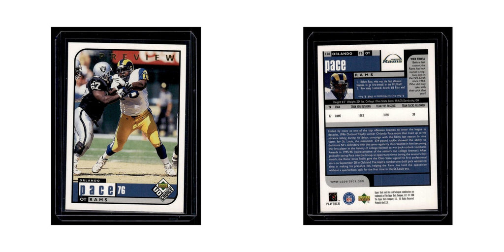 Orlando Pace 1998 UD Choice #150 St. Louis Rams Football Card NM