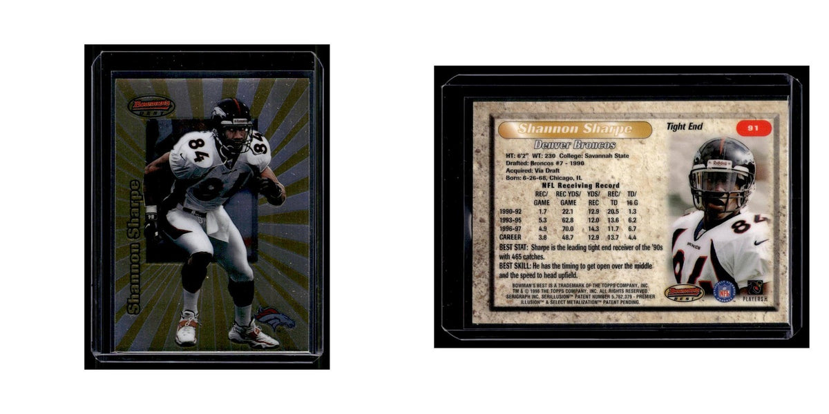 Shannon Sharpe 1998 Bowman's Best #91 Denver Broncos Football Card NM