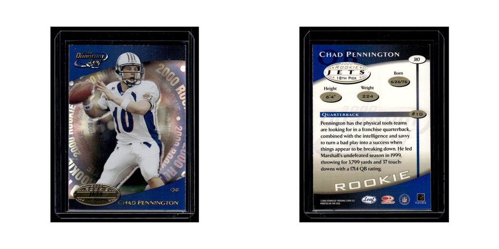 Chad Pennington Rookie 2000 Quantum Leaf #310 New York Jets Football Card NM