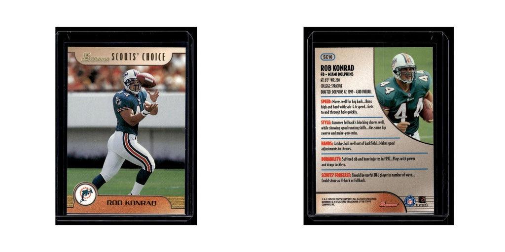 Rob Konrad 1999 Bowman Scout's Choice #SC10 Miami Dolphins Football Card NM