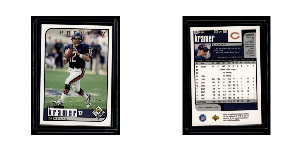 Erik Kramer 1998 UD Choice #32 Chicago Bears Football Card NM