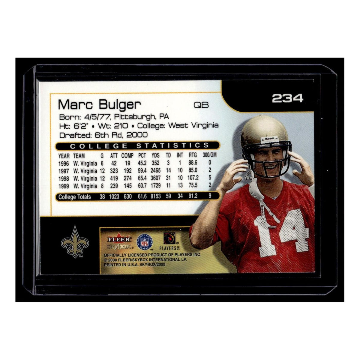Marc Bulger Rookie 2000 SkyBox #234 New Orleans Saints Football Card NM