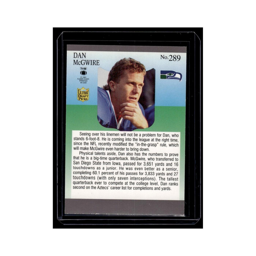 Dan McGwire Rookie 1991 Ultra #289 Seattle Seahawks Football Card NM