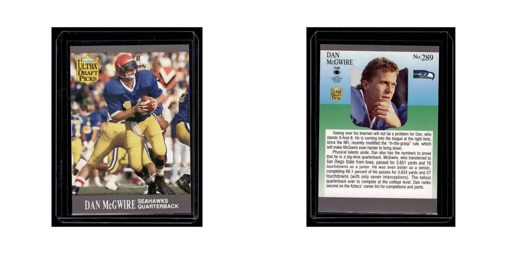 Dan McGwire Rookie 1991 Ultra #289 Seattle Seahawks Football Card NM